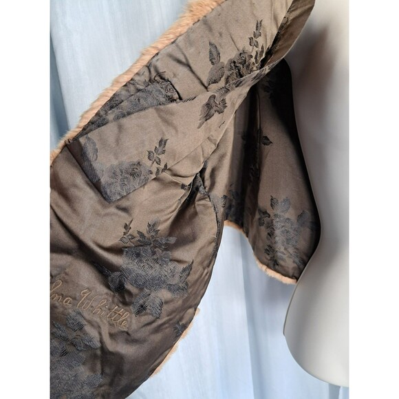 Vintage Stripling's Real Fur Shawl Stole Wrap Carmel Tan Brown Monogrammed - Picture 13 of 17
